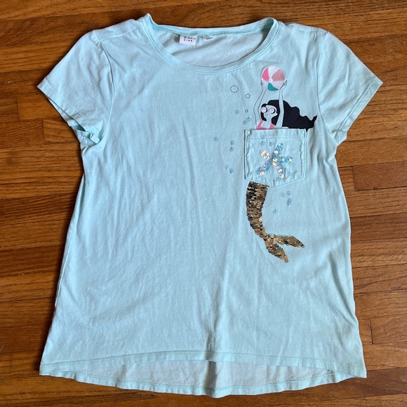 🧜‍♀️ Gap Kids Embroidered Sequin Flippy Mermaid t-shirt size XXL 14-16 - Picture 1 of 7